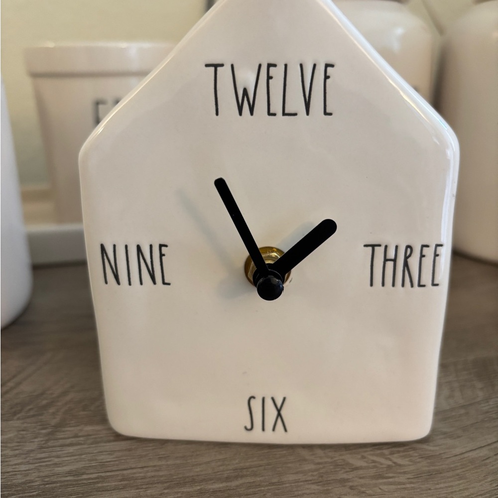Rae Dunn White and Black House-Shaped Wall Clock